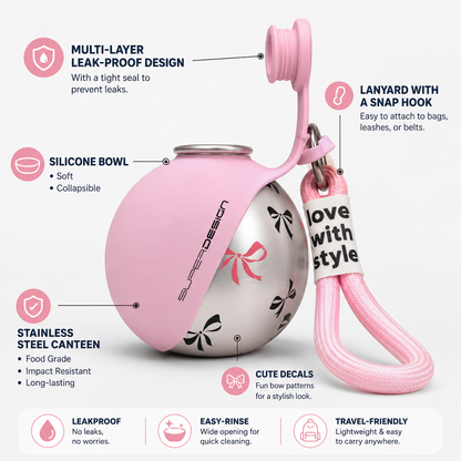 PORTABLE PET WATER BOTTLE  Made For Every Walk  💧 Leakproof 🧼 Easy-Rinse 🎒 Travel-Friendly