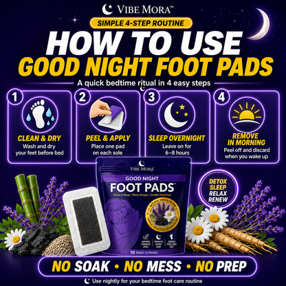 🌙 Vibe Mora – Good Night Foot Pads™  Detox & Sleep | Relax Deeply | Soothe Tired Feet