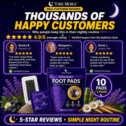 🌙 Vibe Mora – Good Night Foot Pads™  Detox & Sleep | Relax Deeply | Soothe Tired Feet