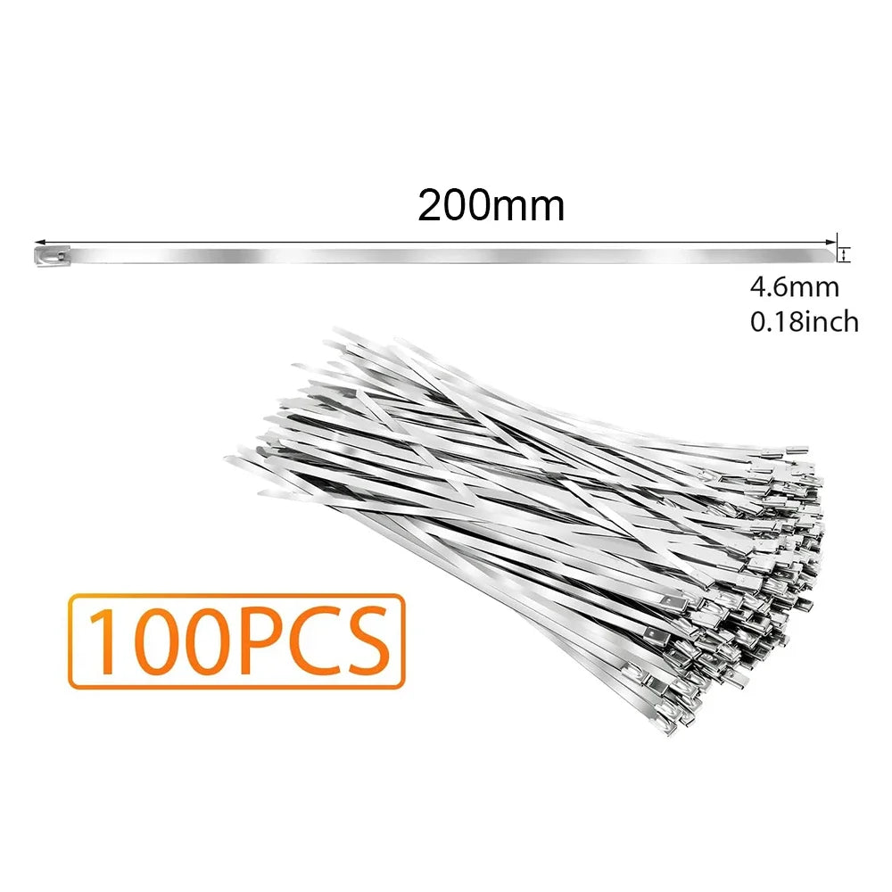 Vibe Mora™ SteelGrip Stainless Steel Cable Ties (100-Pack) 20cm