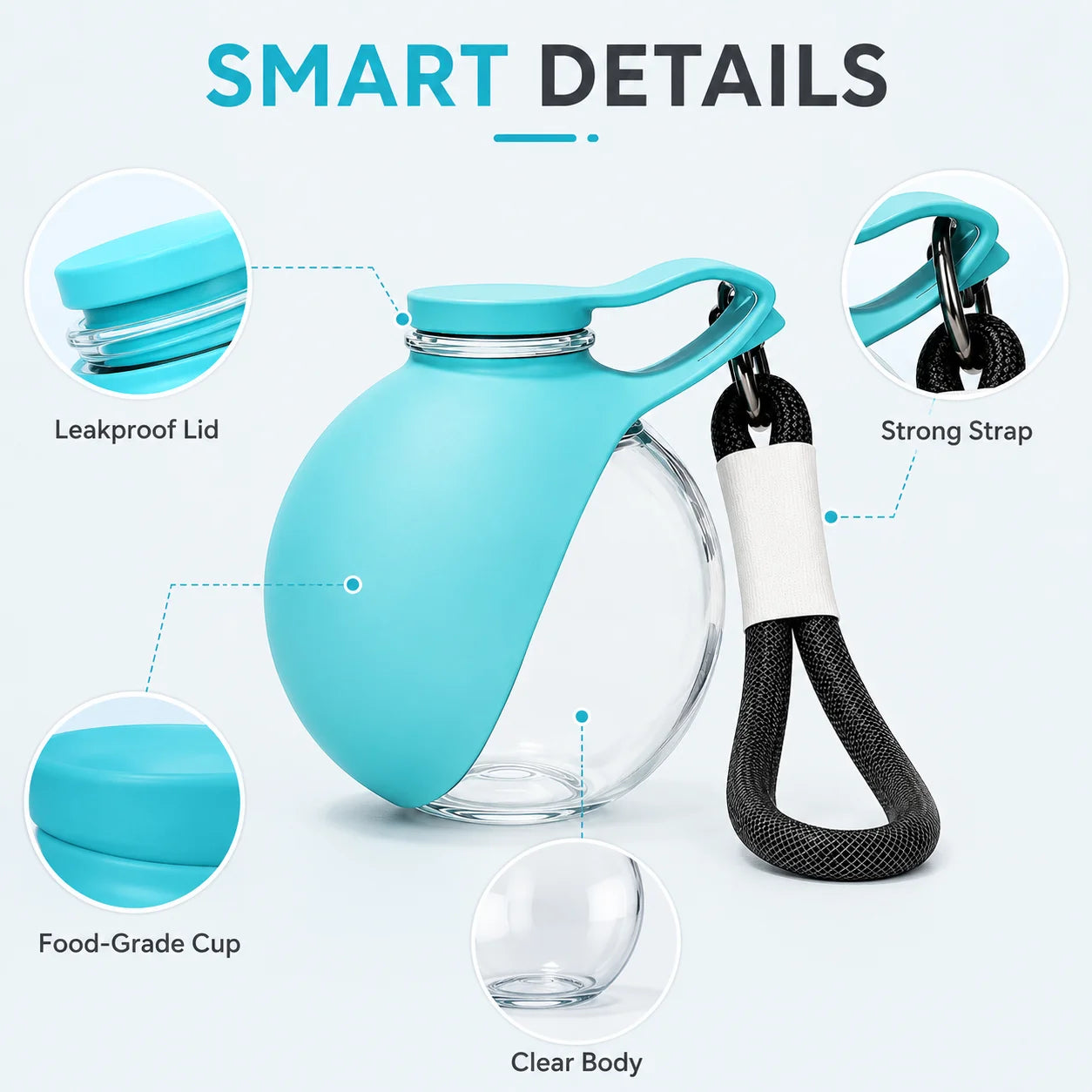 2 in 1 Dog Water Bottle with Poop Bag Dispenser Set Foldable Silicone Bowl Leak Proof Lanyard Travel Pet Feeding Kit Combo