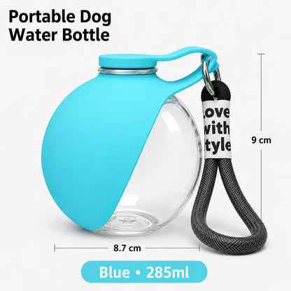 2 in 1 Dog Water Bottle with Poop Bag Dispenser Set Foldable Silicone Bowl Leak Proof Lanyard Travel Pet Feeding Kit Combo