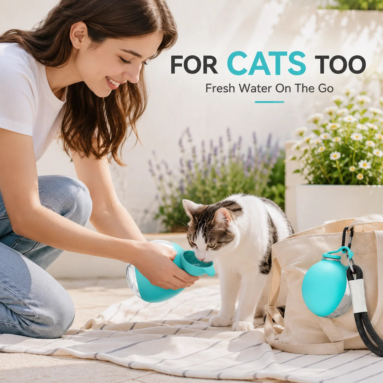 2 in 1 Dog Water Bottle with Poop Bag Dispenser Set Foldable Silicone Bowl Leak Proof Lanyard Travel Pet Feeding Kit Combo